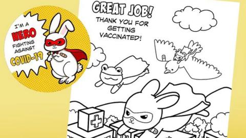 The sticker and colouring page designed by Alissa Staples.