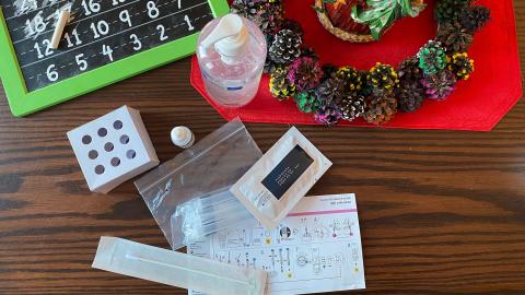 Antigen test kit and Christmas decorations