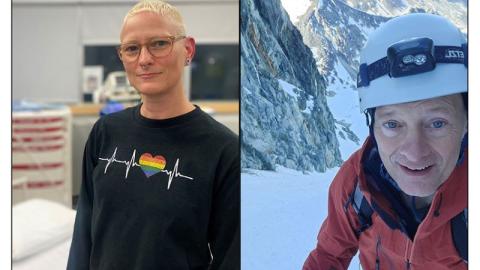 Mandy Racz (left) works as a nurse in Saskatoon’s emergency departments, and answered a call for help from the UK in July. Colin Beckworth (right) of Saskatoon is now back to climbing mountains after a medical emergency last summer that prompted his brother Vince, who called from England, to talk to Racz to ask for help for Colin.