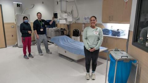Regina Urgent Care Centre (UCC) team! They’re standing beside the UCC X-ray machine, which was generously provided by the Hospitals of Regina Foundation and its donors.