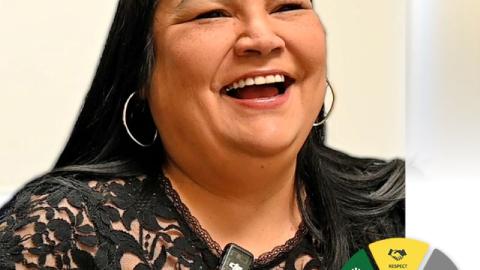 Jennifer Ahenakew with SHA CARES values