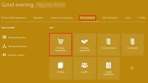 MyWork procurement dashboard