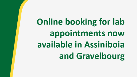Online booking for lab appointments now available in Assiniboia and Gravelbourg