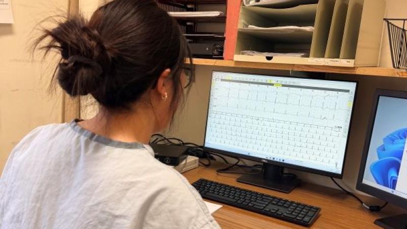Cardiology Technologist reviewing a scan