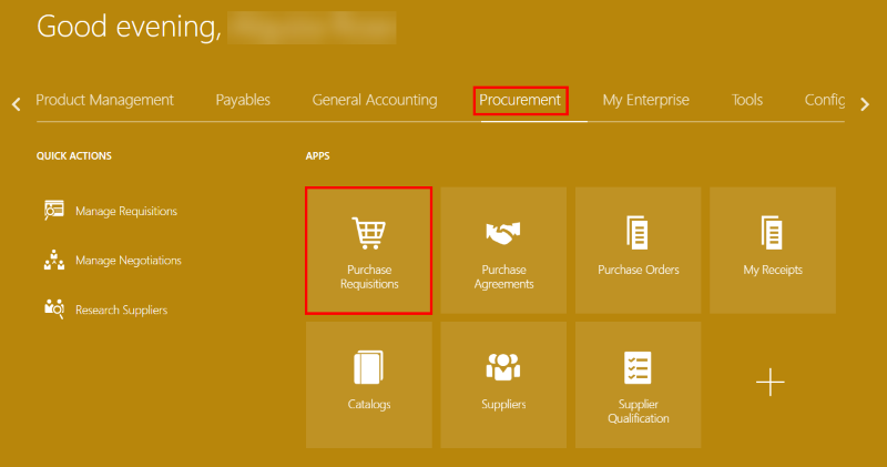 MyWork procurement dashboard