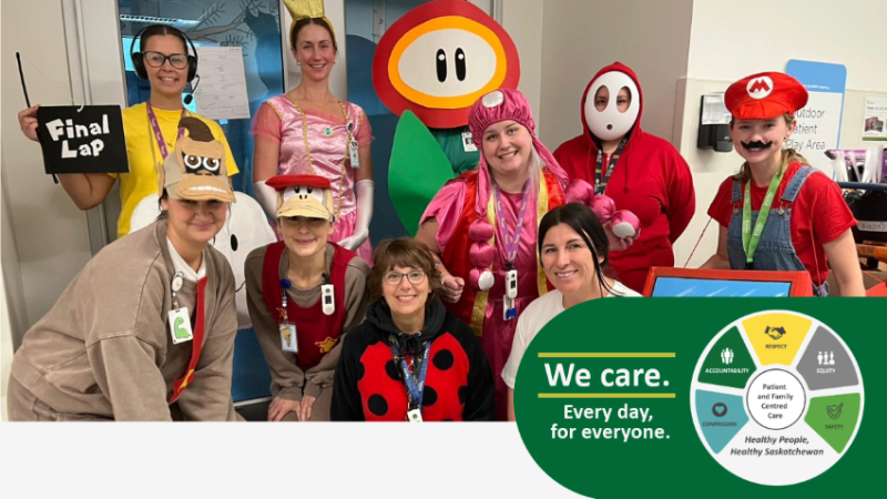 Staff at JPCH pose for a picture on Halloween