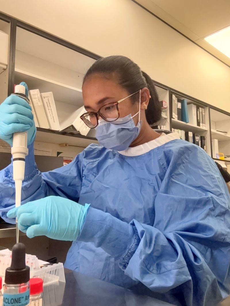 MLT Star Roga working in the Yorkton Lab